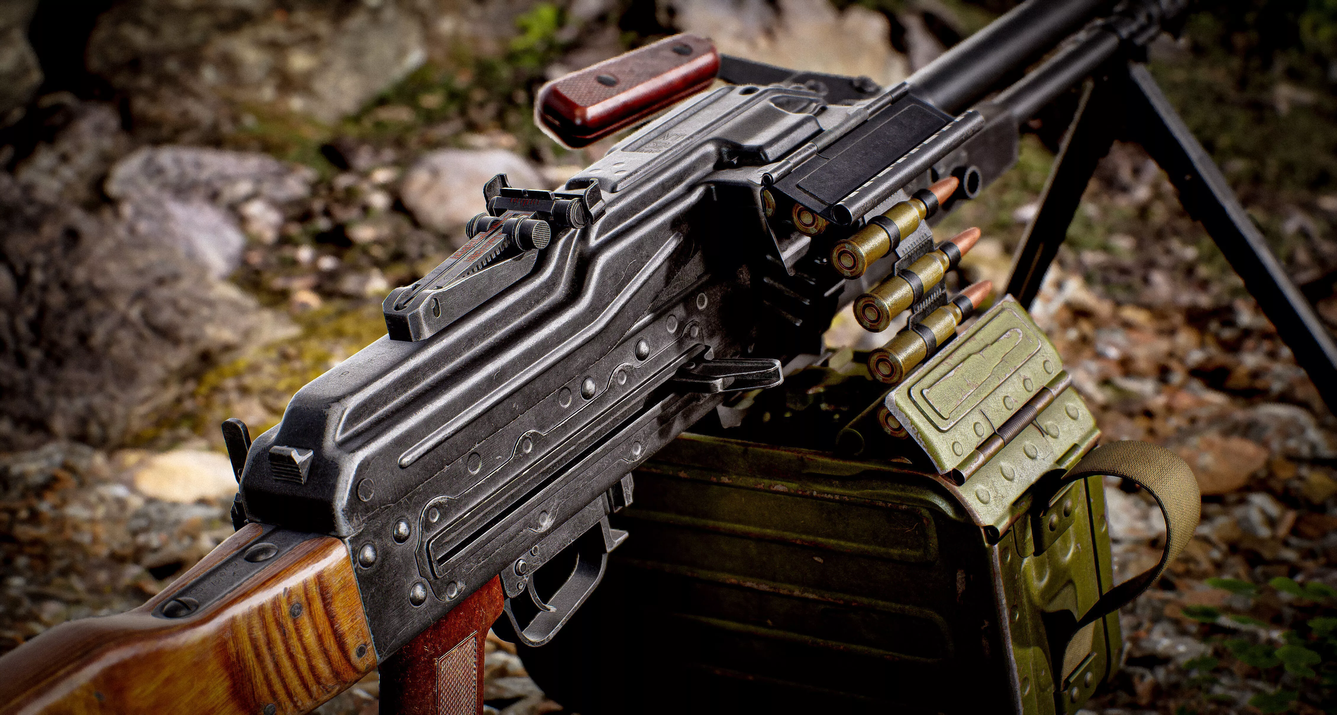 PKM Kalashnikov Machine Gun Low-poly 3D model