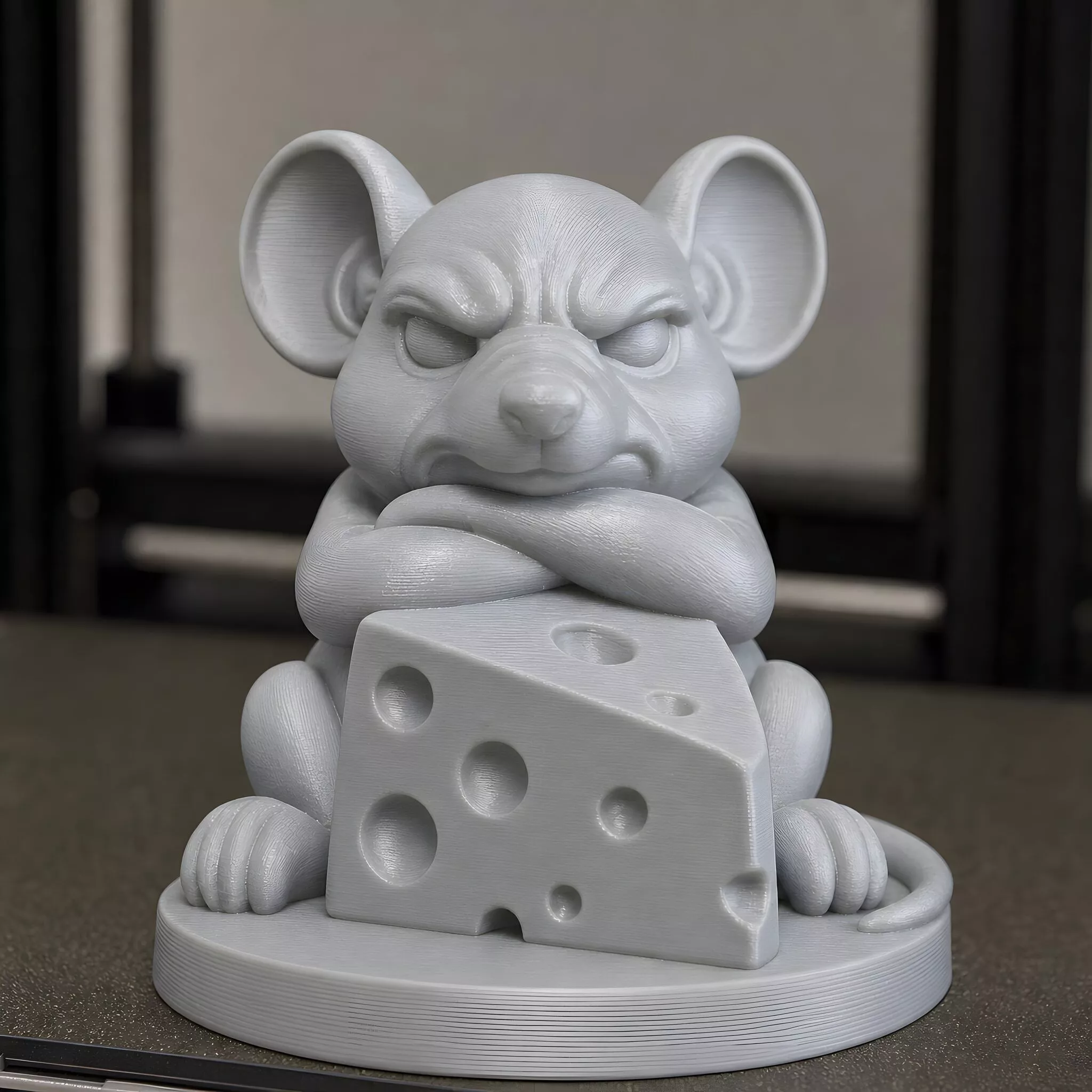 Grumpy Mouse with Cheese 3D Print Model 3D print model