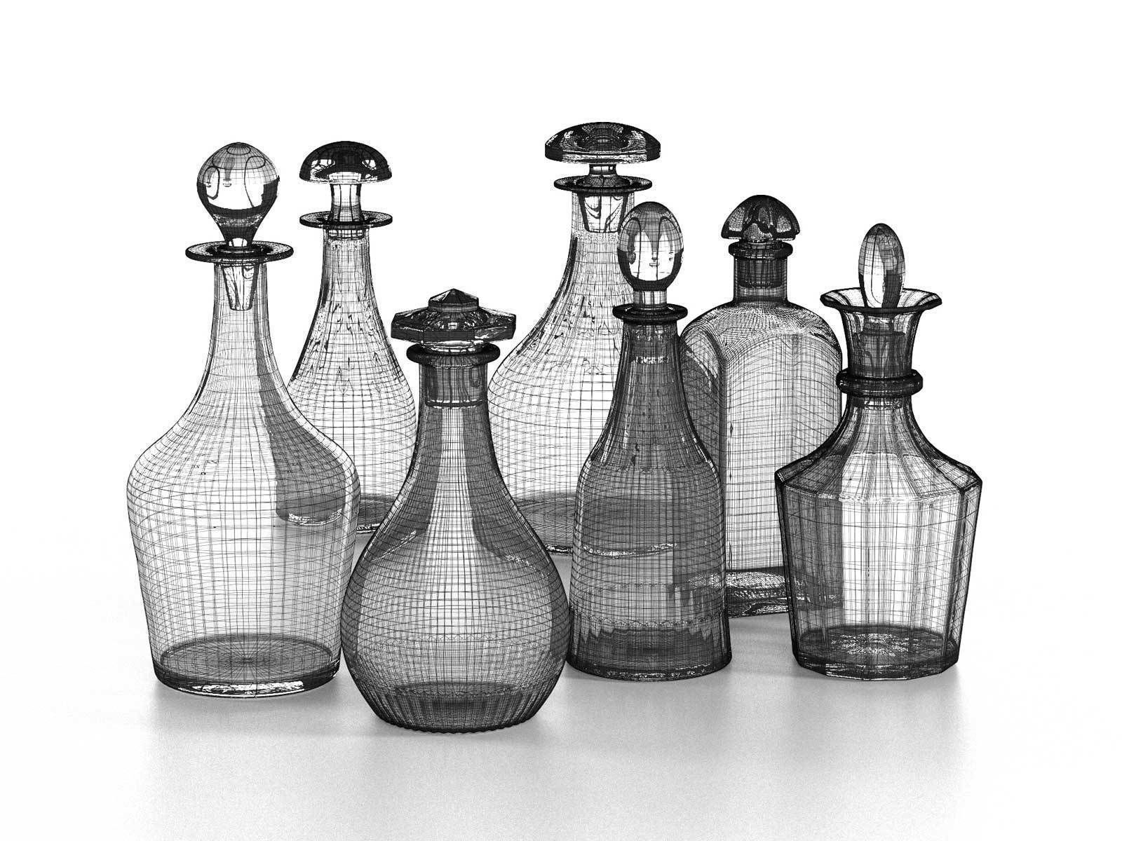 Vintage Bottle Set 3D model_1