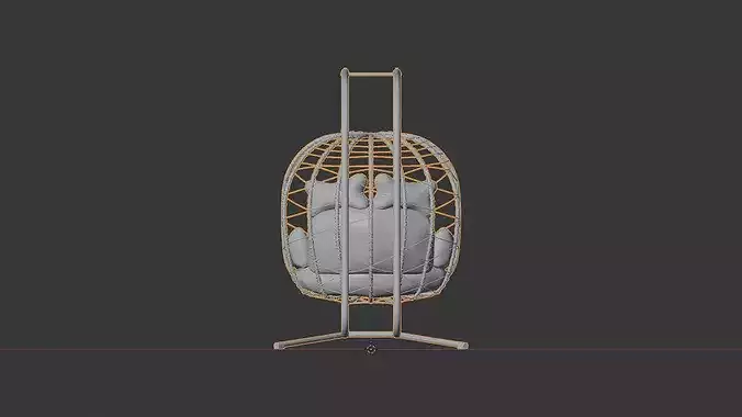 Double Wicker Swing Egg Chair with Stand 3D Model Low-poly 3D model 3