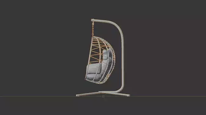 Double Wicker Swing Egg Chair with Stand 3D Model Low-poly 3D model 6