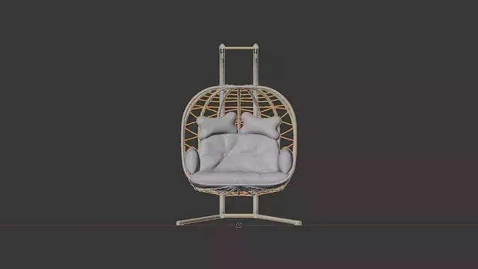 Double Wicker Swing Egg Chair with Stand 3D Model Low-poly 3D model 2