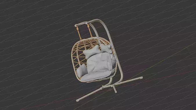 Double Wicker Swing Egg Chair with Stand 3D Model Low-poly 3D model 4