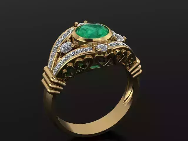 Ring emerald and diamond