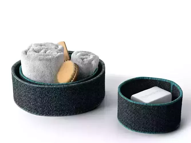 Bath Accessories in Baskets 3D model