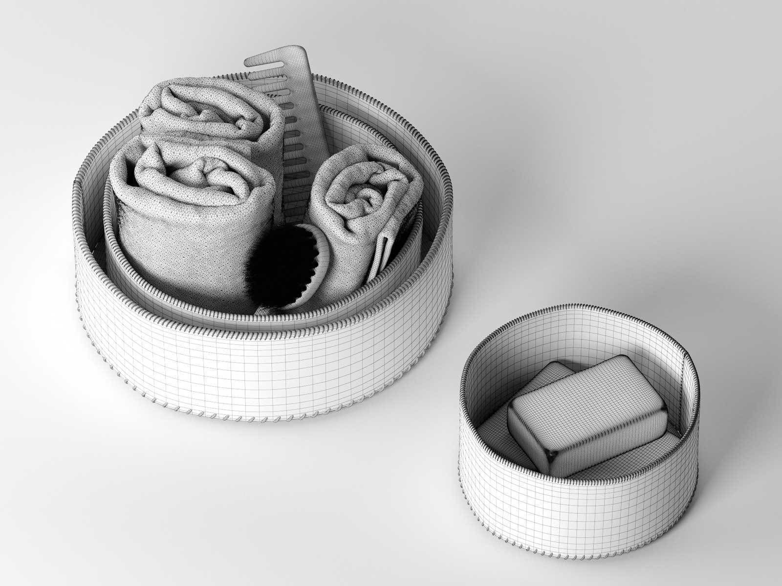 Bath Accessories in Baskets 3D model_1
