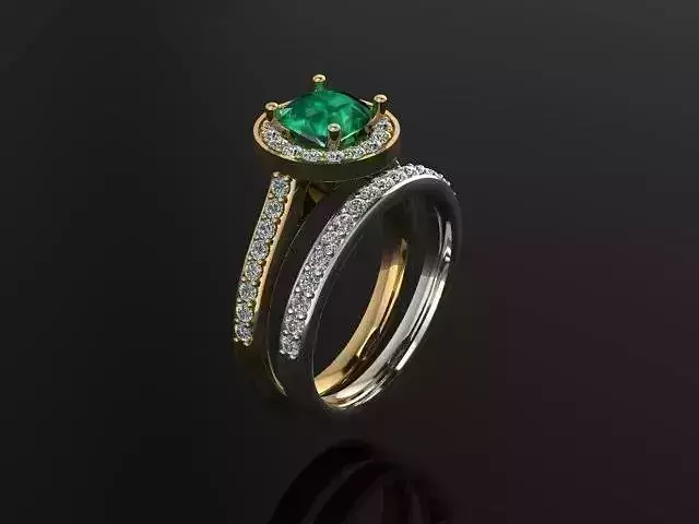 Ring emerald and diamond engagement