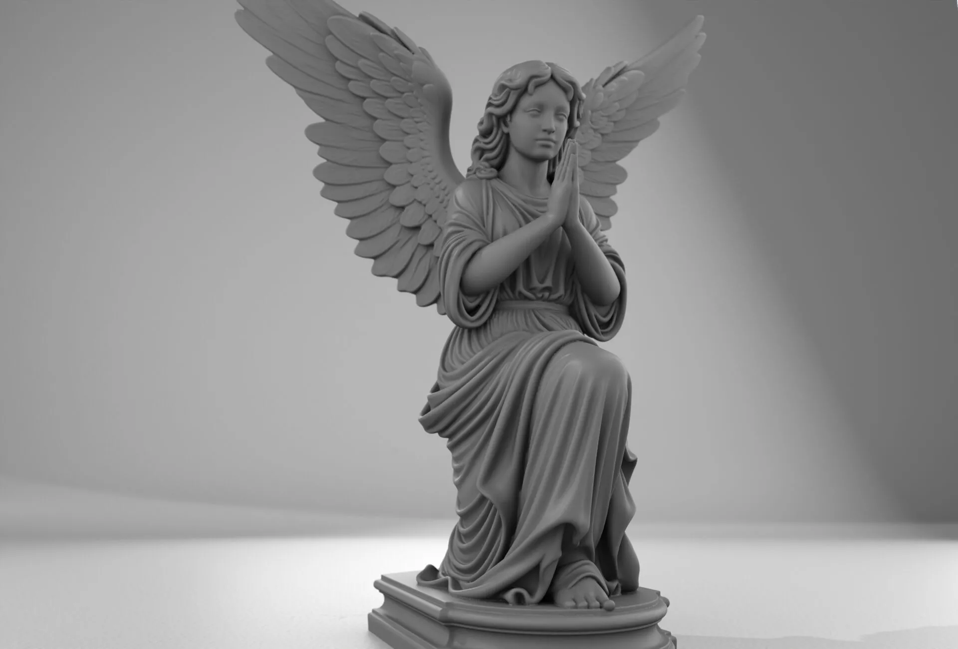 Figure of a Kneeling Angel in Marble 3D print model