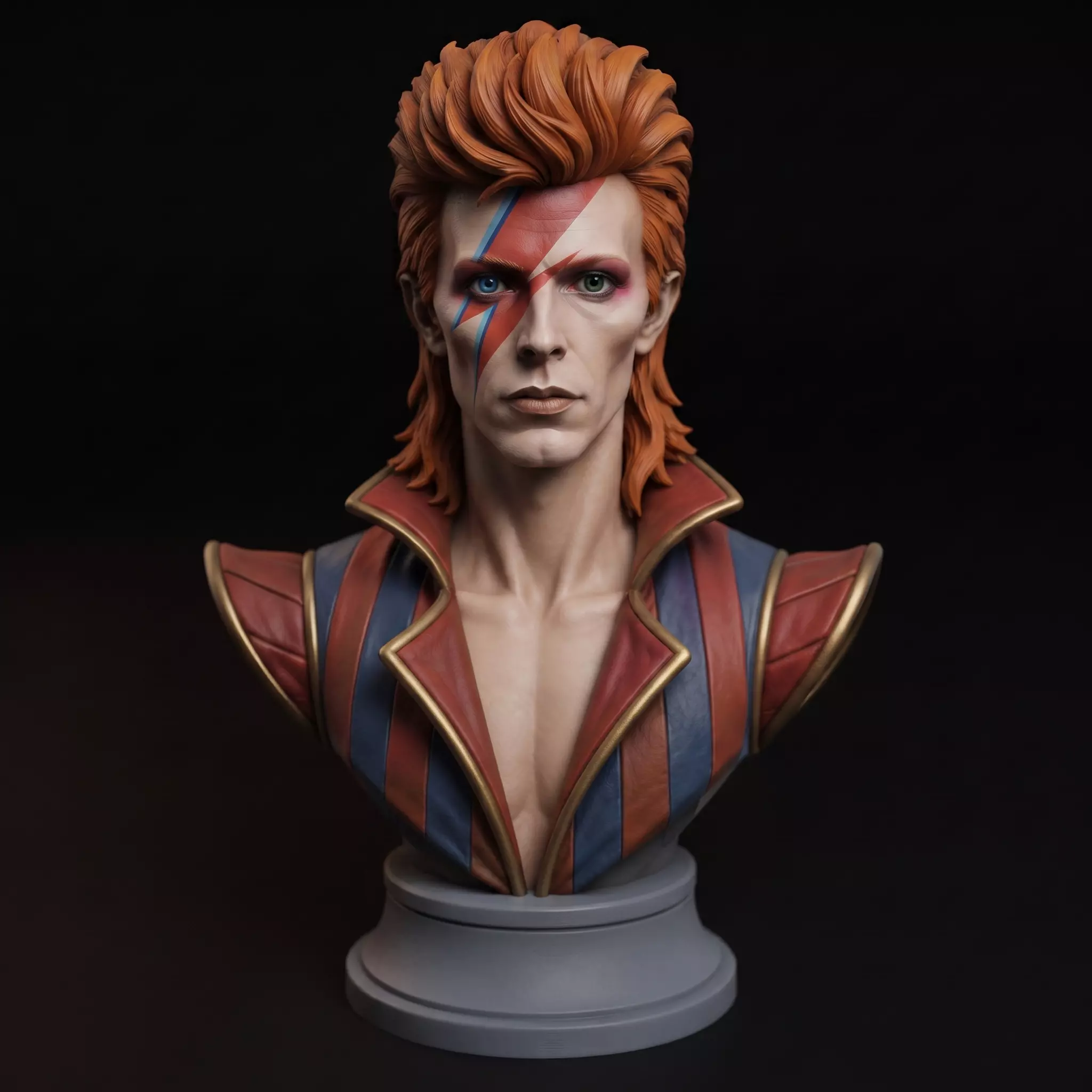 Glam Rock Legend Bust - 70s Starman Singer Portrait - Lightning 3D print model
