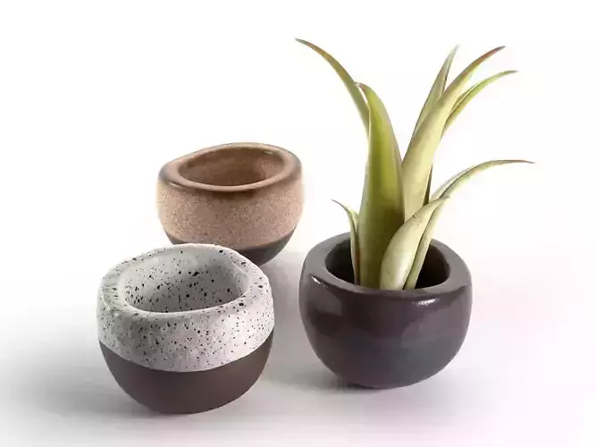 Brown Matte Mini Mini Planter Set