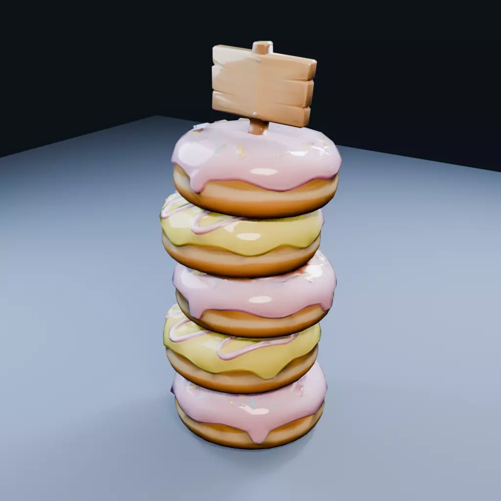 Donut Stack Hero Low Poly PBR Game Asset Low-poly 3D model