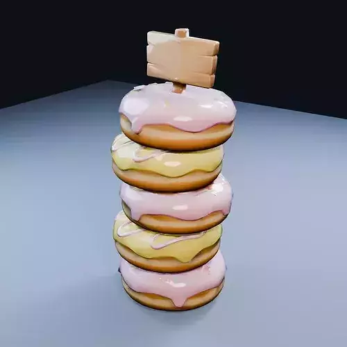 Donut Stack Hero Low Poly PBR Game Asset