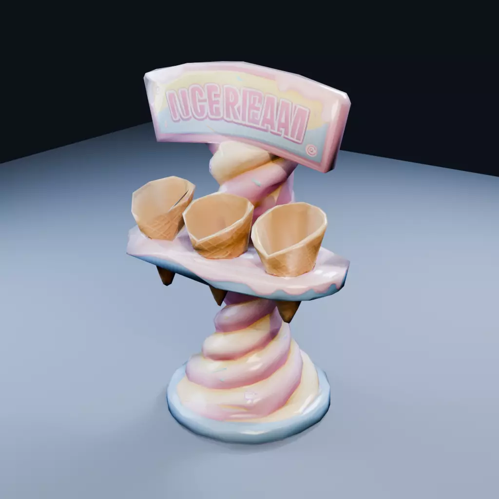 Ice Cream Cone Display Low Poly PBR Game Asset Low-poly 3D model