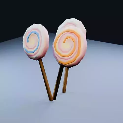 Lollipop Cluster Low Poly PBR Game Asset