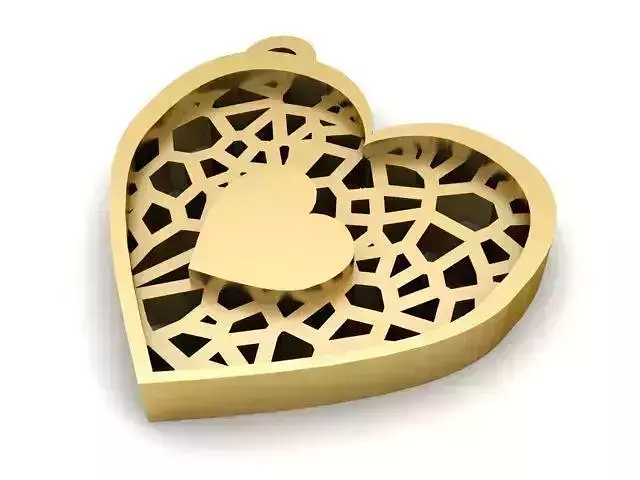 Pendant gold plated heart 3D print model