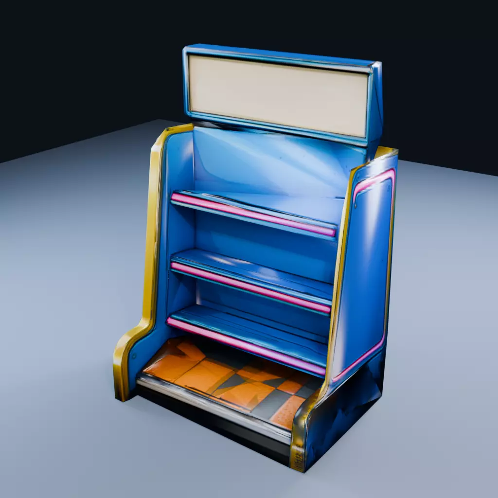 Blank Cassette Shelf Low Poly PBR Game Asset Low-poly 3D model