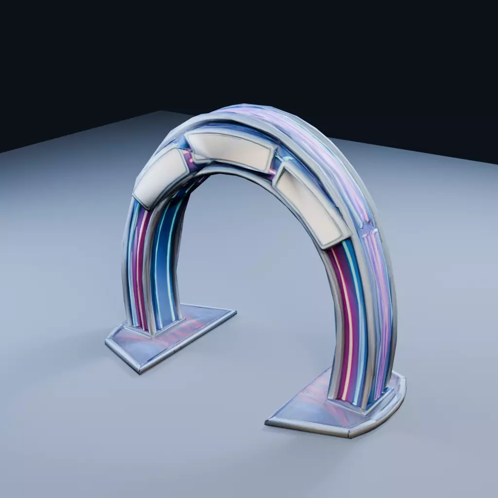 Large Neon Arch Roller Rink Low Poly PBR Game Asset Low-poly 3D model