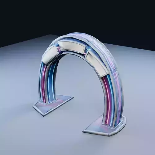 Large Neon Arch Roller Rink Low Poly PBR Game Asset