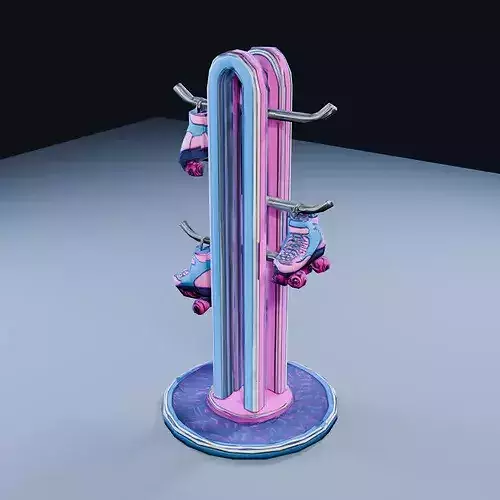 Blank Skate Rack Low Poly PBR Game Asset