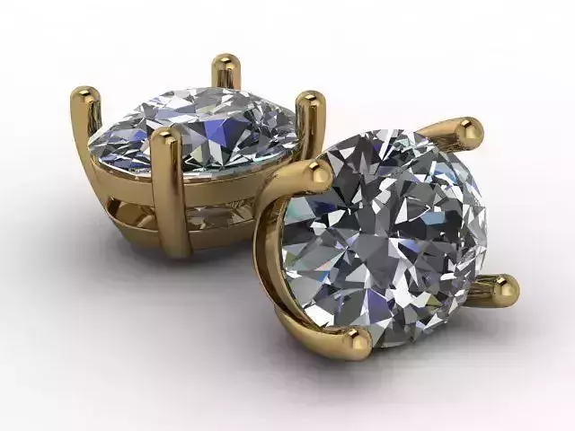 Earrings two diamond stud gold