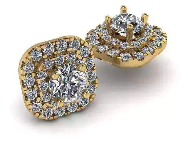 Earrings two rose gold stud with diamonds