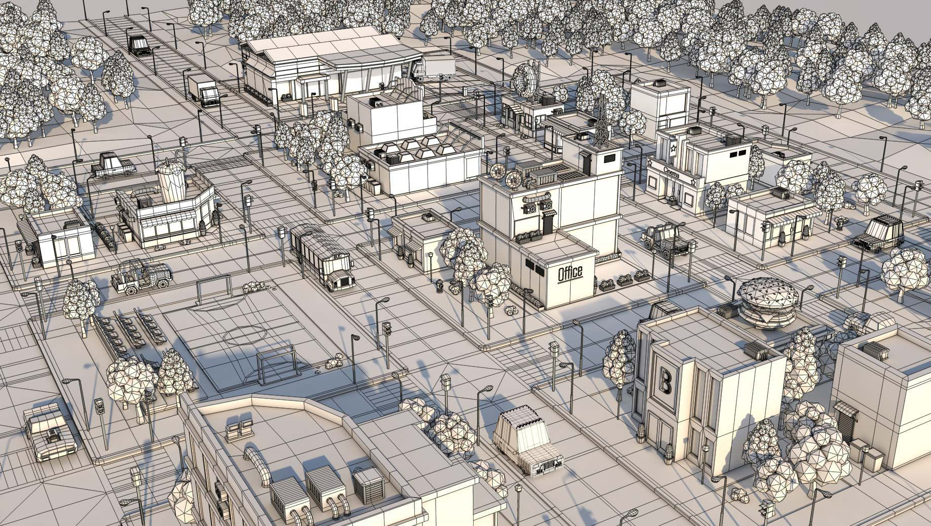 Low Poly Cartoon City Pack Low-poly 3D model_5