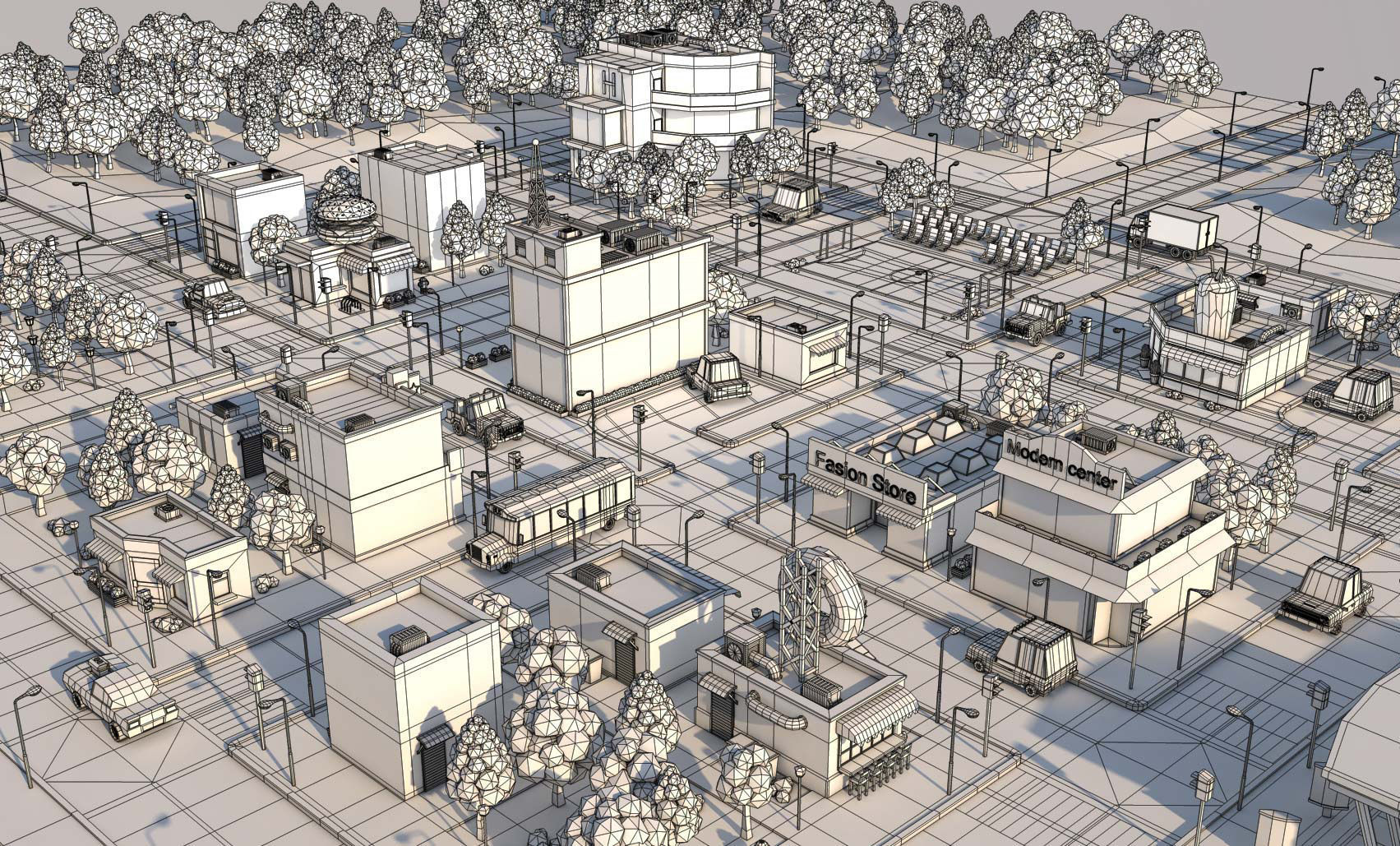 Low Poly Cartoon City Pack Low-poly 3D model_3