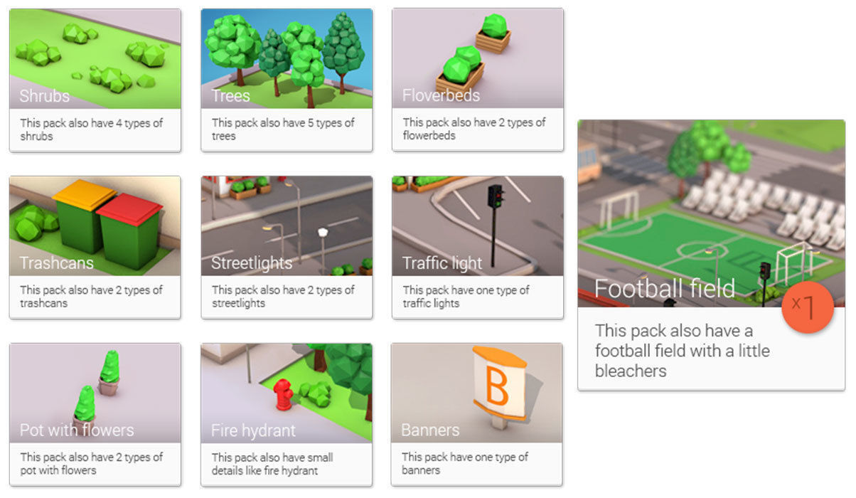 Low Poly Cartoon City Pack Low-poly 3D model_7
