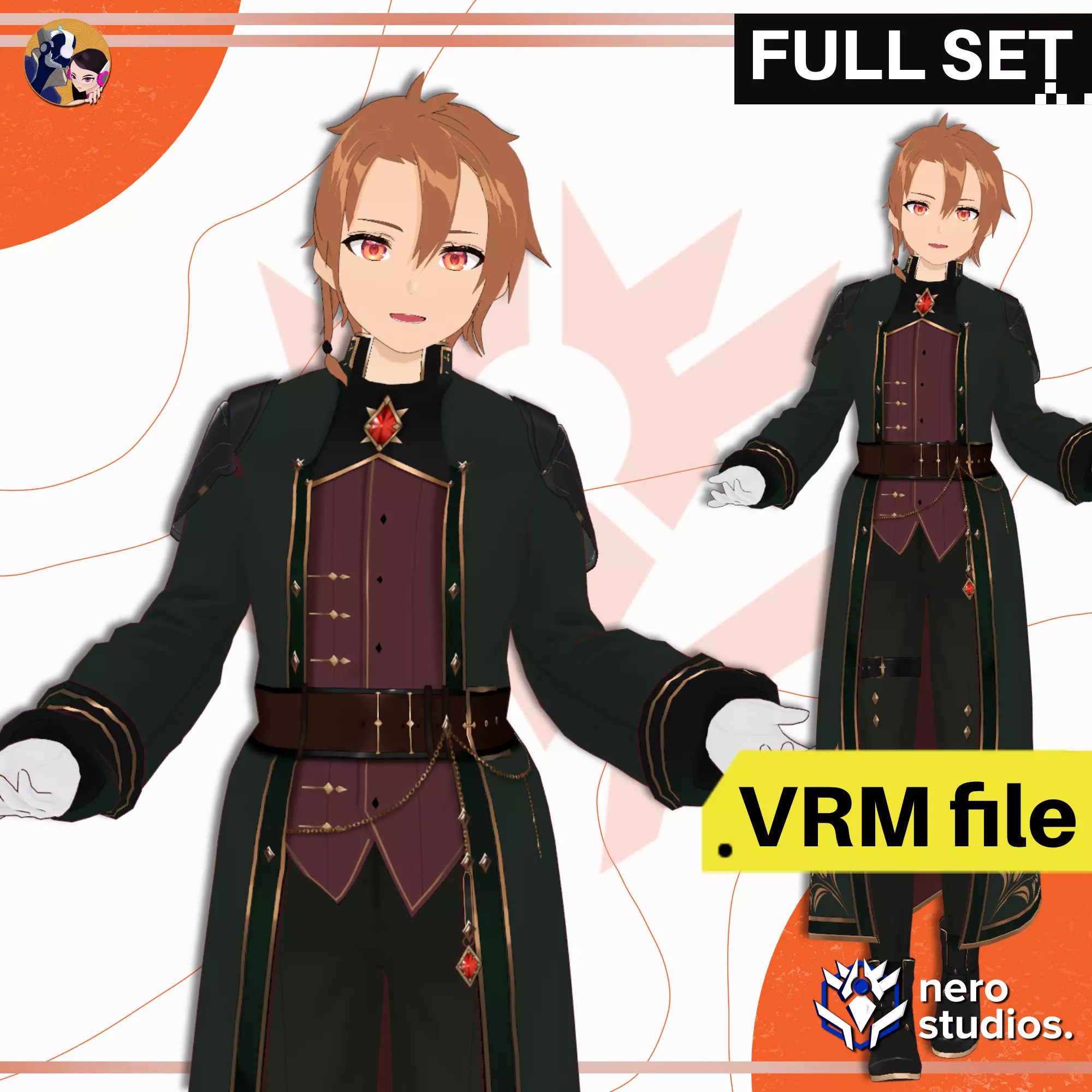VRM FANTASY ROYAL ACADEMY UNIFORM ANIME VROID MODEL 3D model