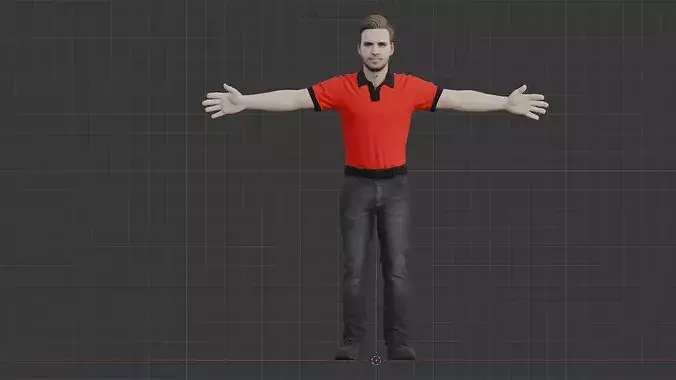 Male Restaurant Cashier Character Cafe Staff Game Ready Low-poly 3D model 3