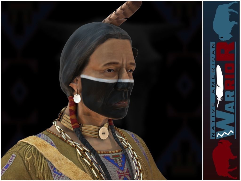 Native American Warrior Low-poly 3D model_15