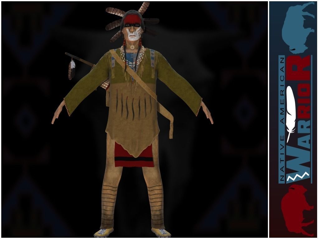 Native American Warrior Low-poly 3D model_3