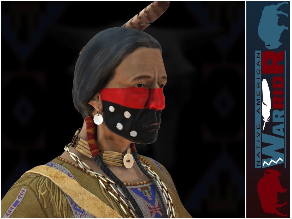Native American Warrior Low-poly 3D model_16
