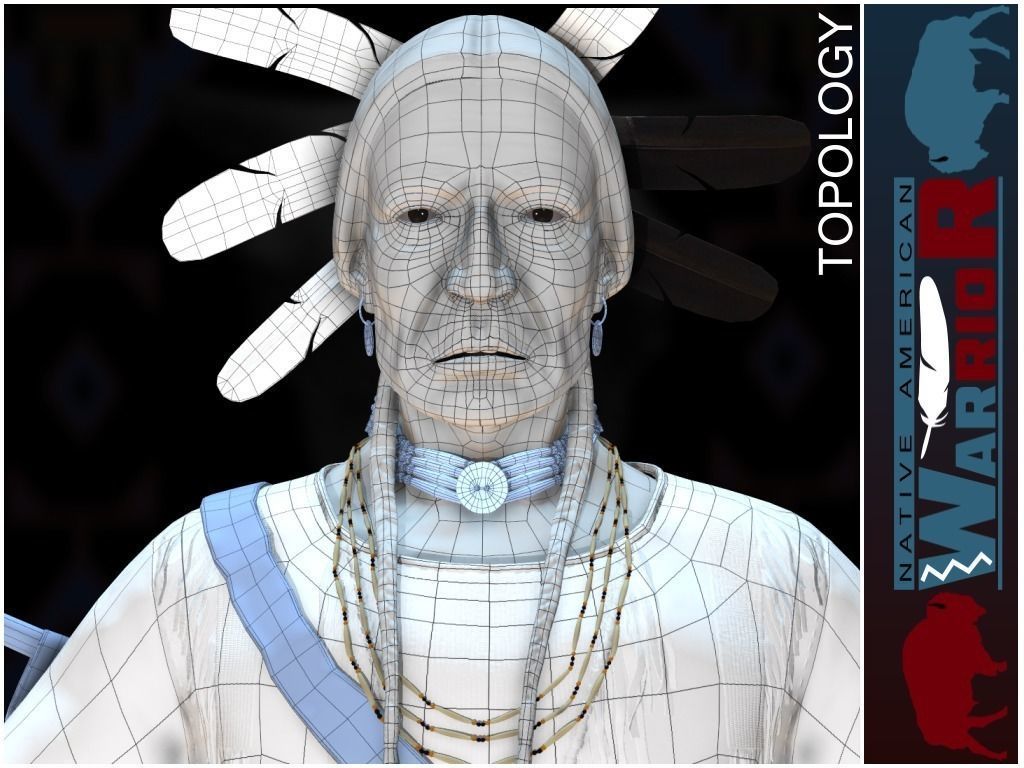 Native American Warrior Low-poly 3D model_21