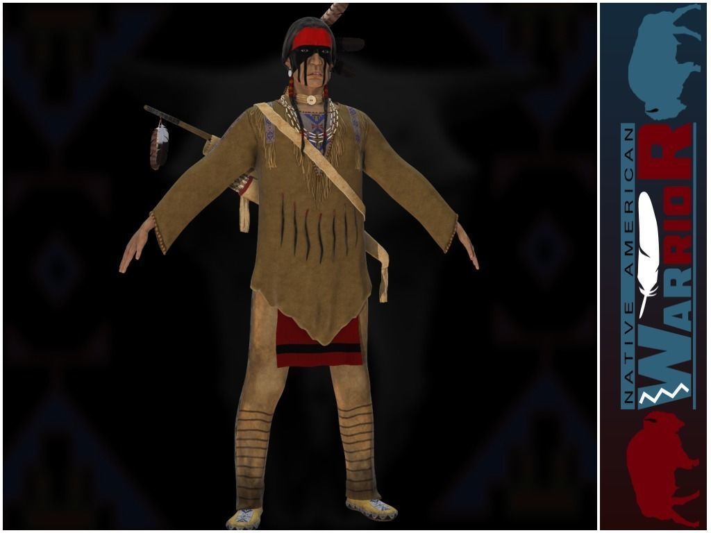 Native American Warrior Low-poly 3D model_4