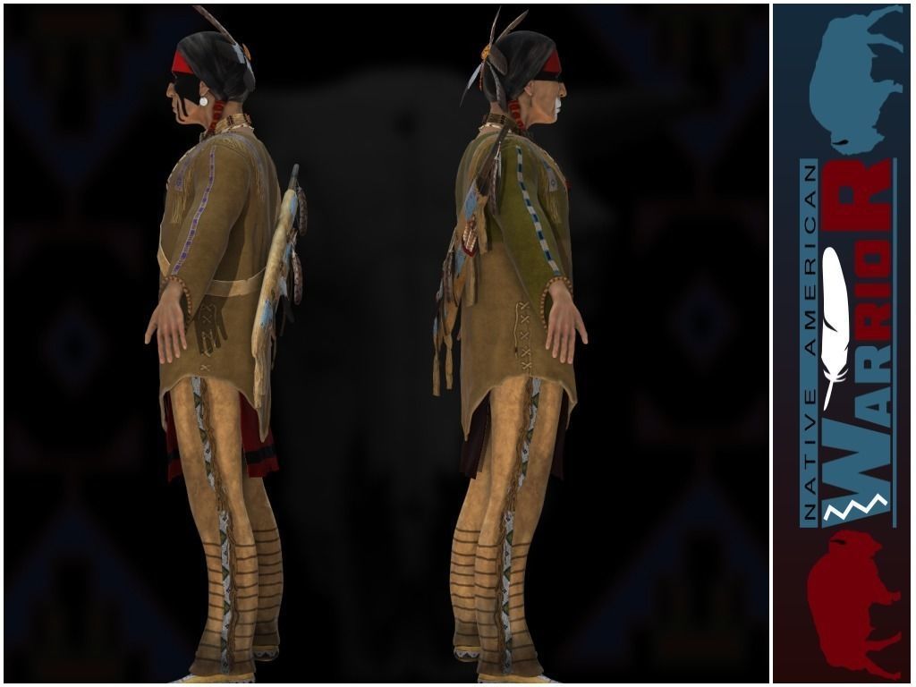 Native American Warrior Low-poly 3D model_29