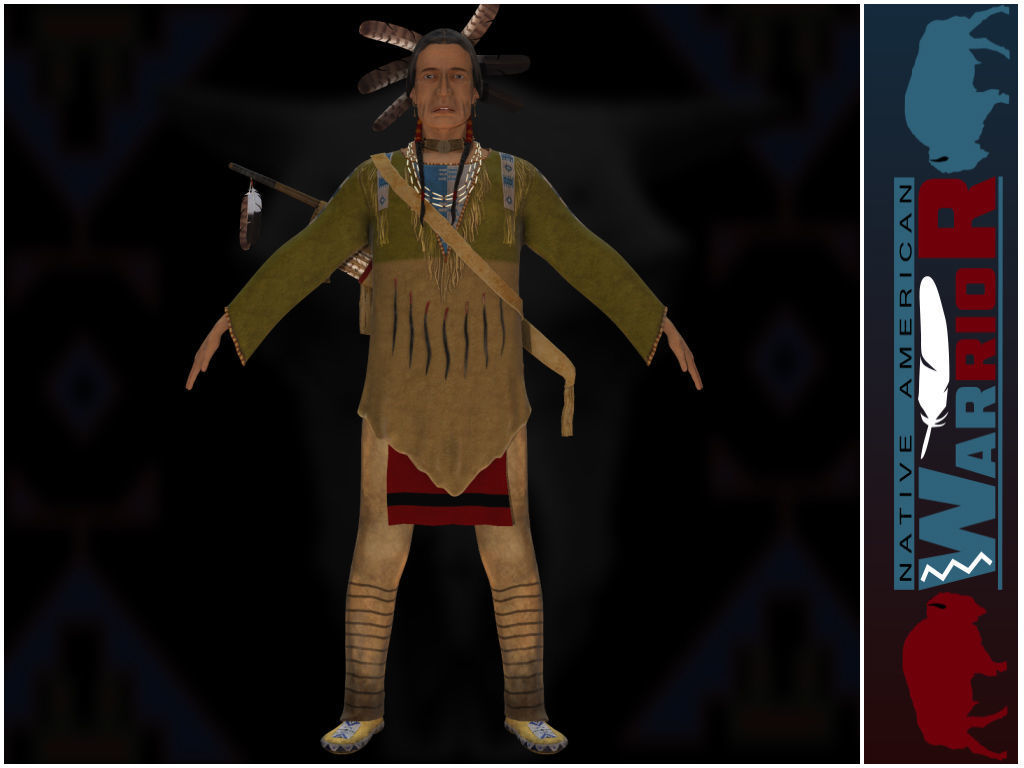 Native American Warrior Low-poly 3D model_2