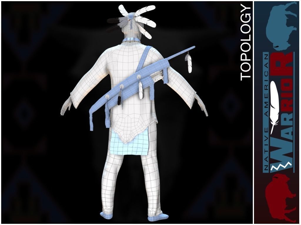 Native American Warrior Low-poly 3D model_20