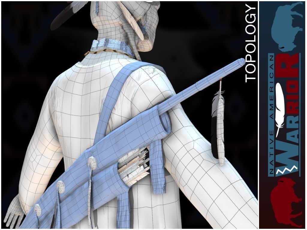 Native American Warrior Low-poly 3D model_23