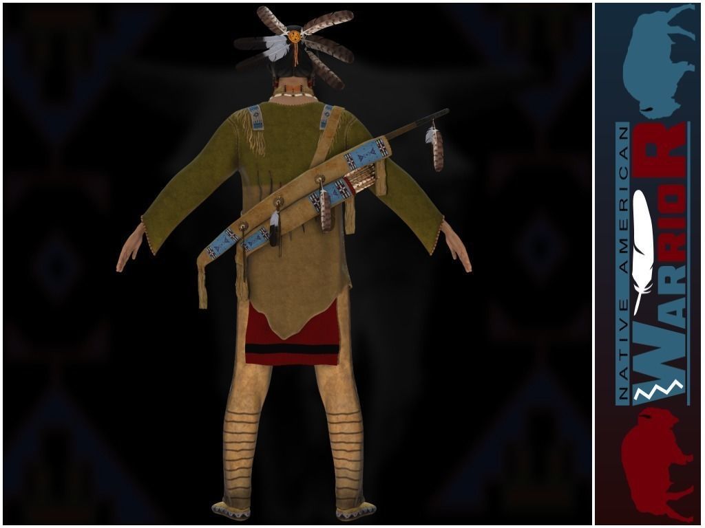 Native American Warrior Low-poly 3D model_5