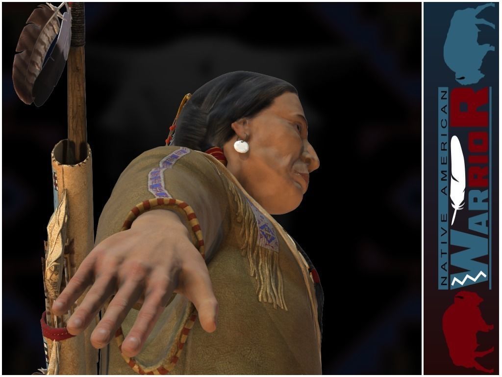 Native American Warrior Low-poly 3D model_7