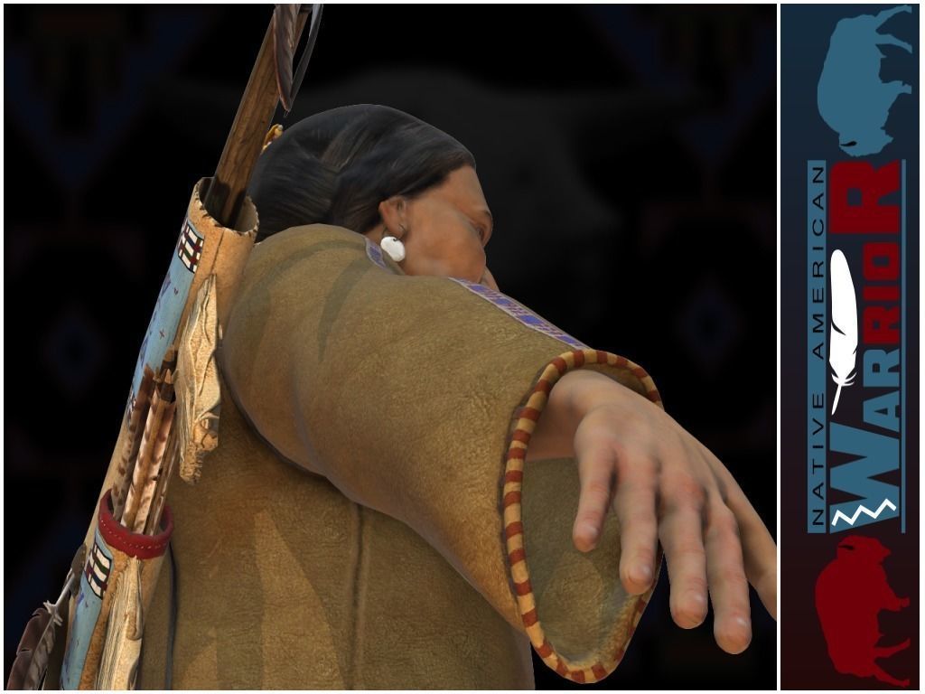 Native American Warrior Low-poly 3D model_8