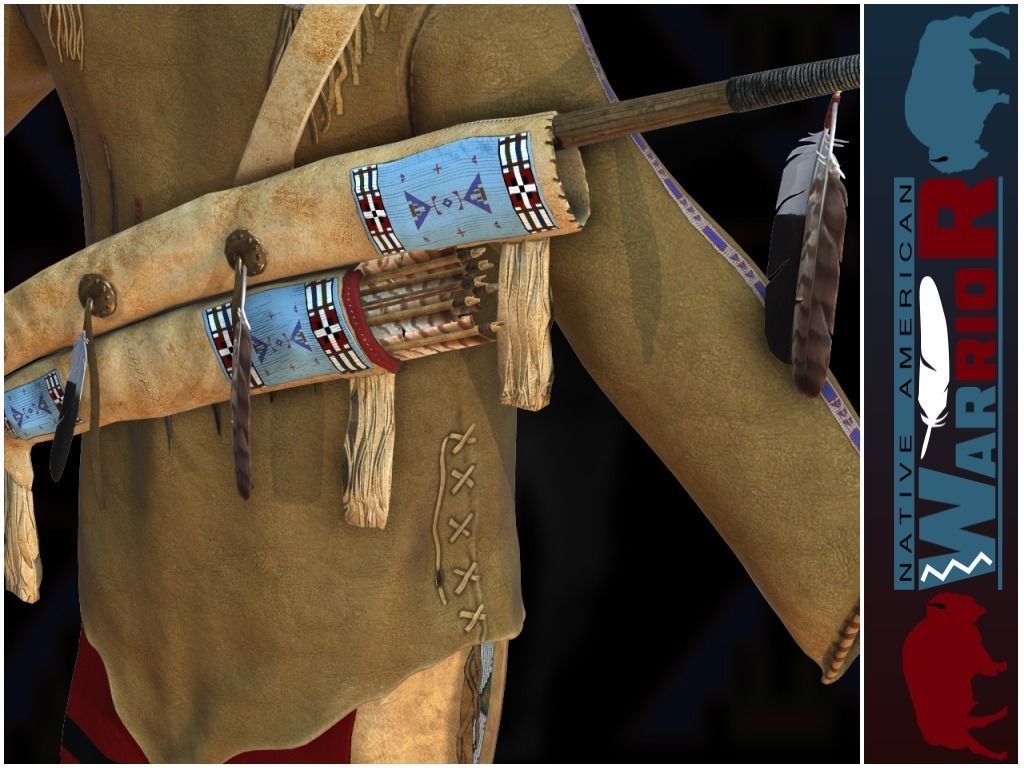 Native American Warrior Low-poly 3D model_10