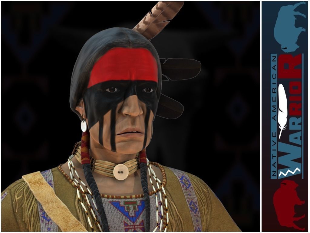 Native American Warrior Low-poly 3D model_17