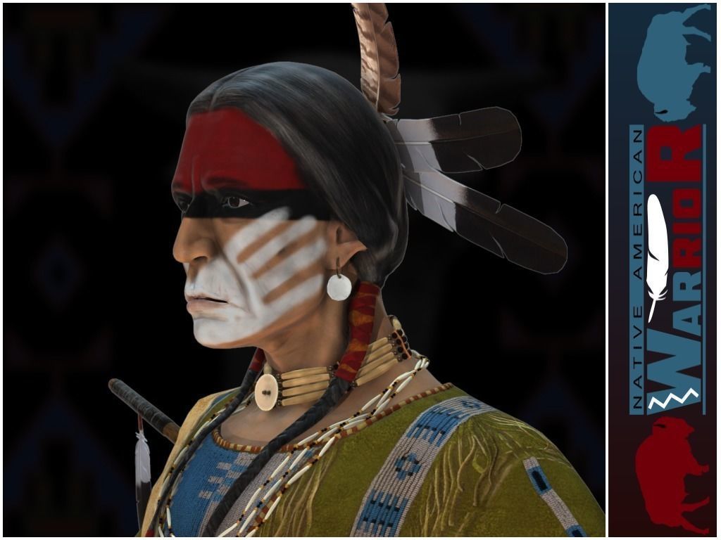 Native American Warrior Low-poly 3D model_18