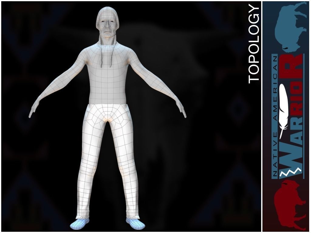 Native American Warrior Low-poly 3D model_22