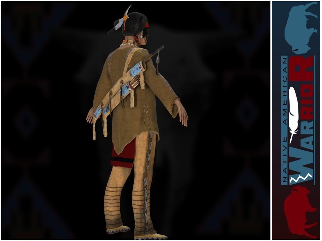 Native American Warrior Low-poly 3D model_6