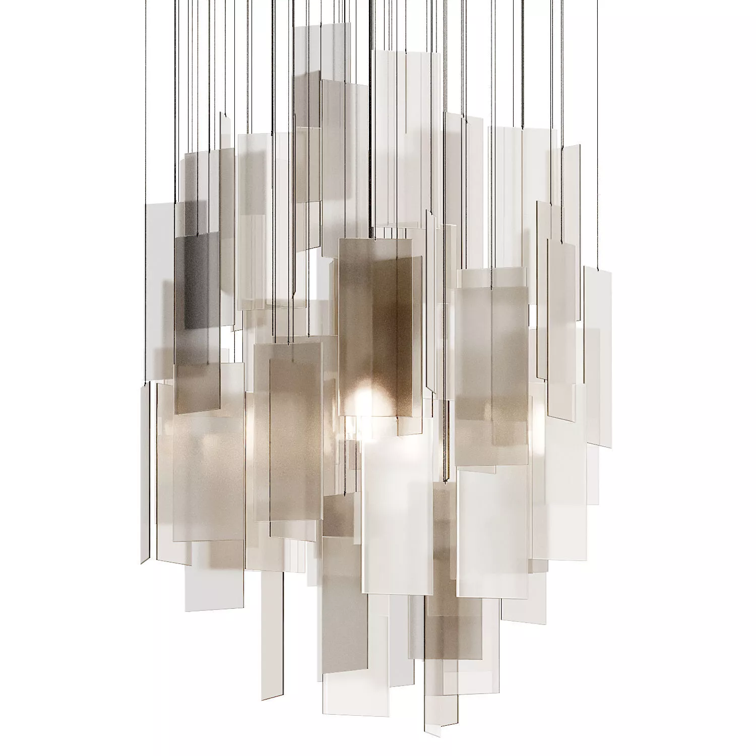 Linear Propellor Cumulus White Chandelier 3D model