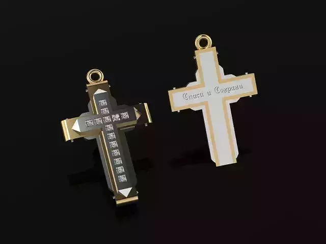 Cross pendant with diamonds