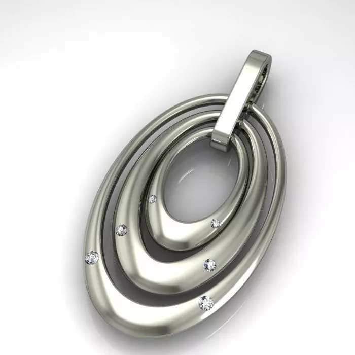 Pendant silver with diamonds 3D print model_0